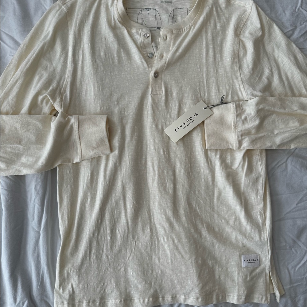 Five Four Off-White Long Sleeve Henley Shirt